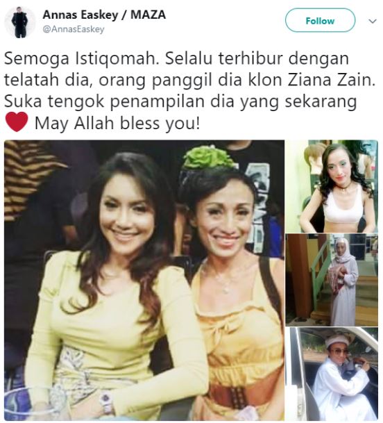 ziana zain 2 kini sering berjubah putih dan berserban. netizen puji perubahan imej ziana zain 2