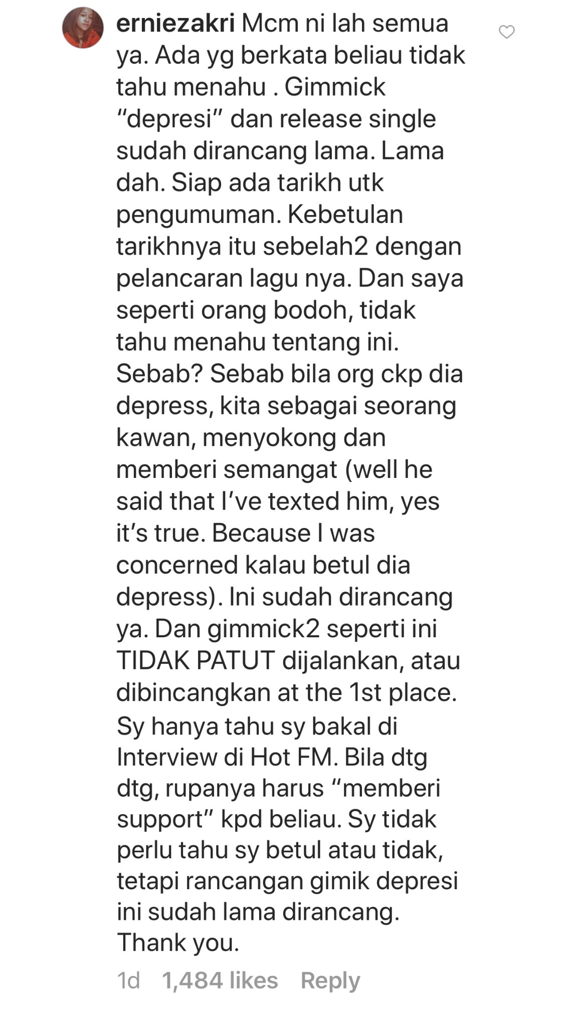 Instagram @erniezakri Ernie bongkar kisah di sebalik 'depression'.
