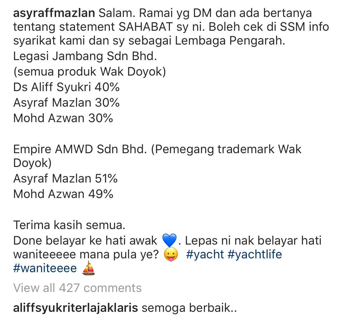 Aliff Syukri berharap agar dua sahabat ini kembali berdamai