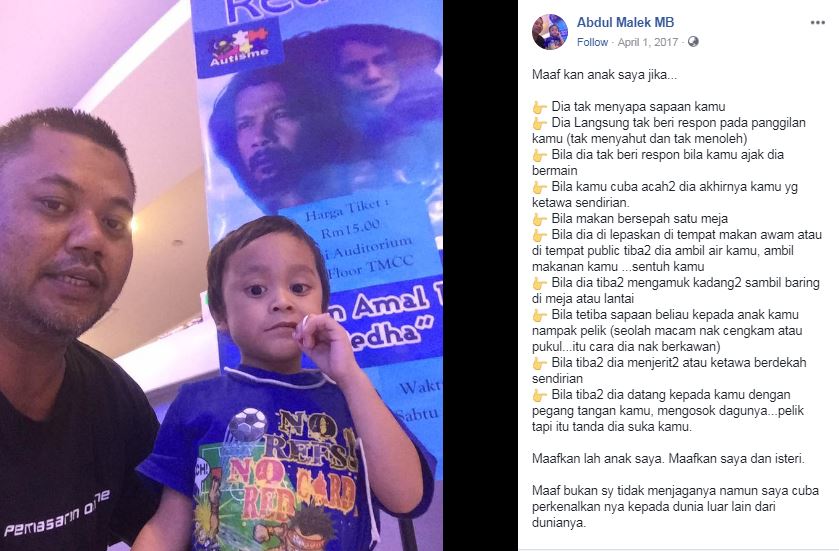 Facebook @Abdul Malek MB Abdul Malek bersama anaknya Ibrahim