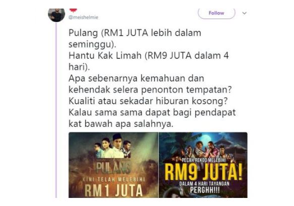 Entri yang mendapat perhatian netizen dan diretweet lebih 7,000 kali.