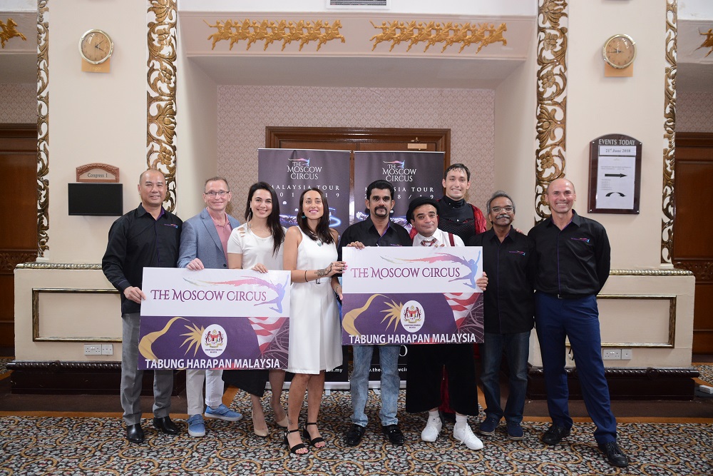 The producers, organisers and two of the highlight acts, Semen Krachinov and Armen Asiryants.