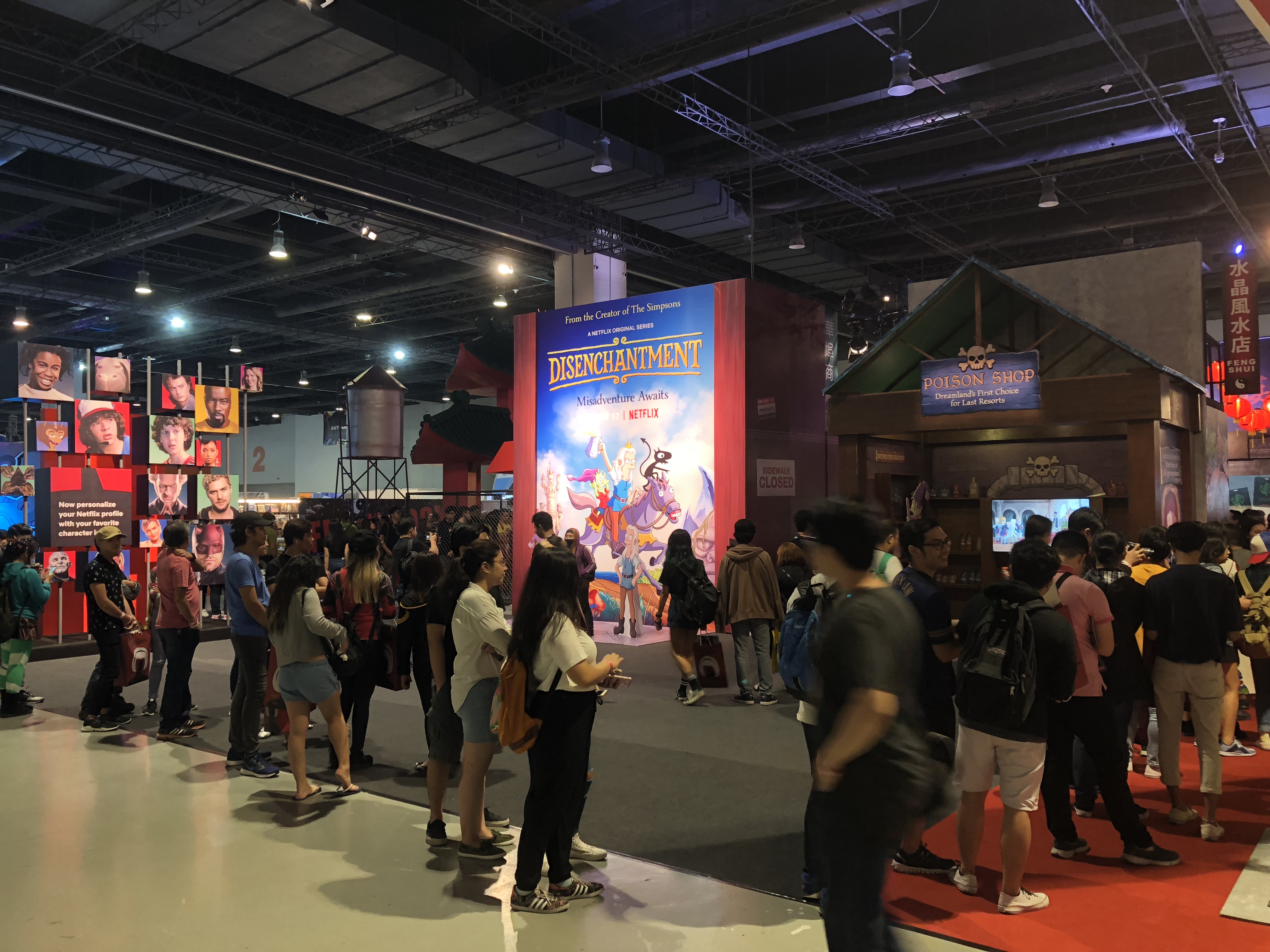Eager fans queuing up for the various Netflix activities.