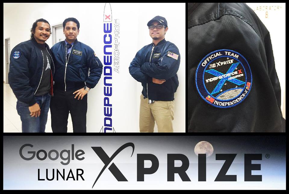 Independence-X Aerospace Posing with their flight jackets and GLXP mission patch.